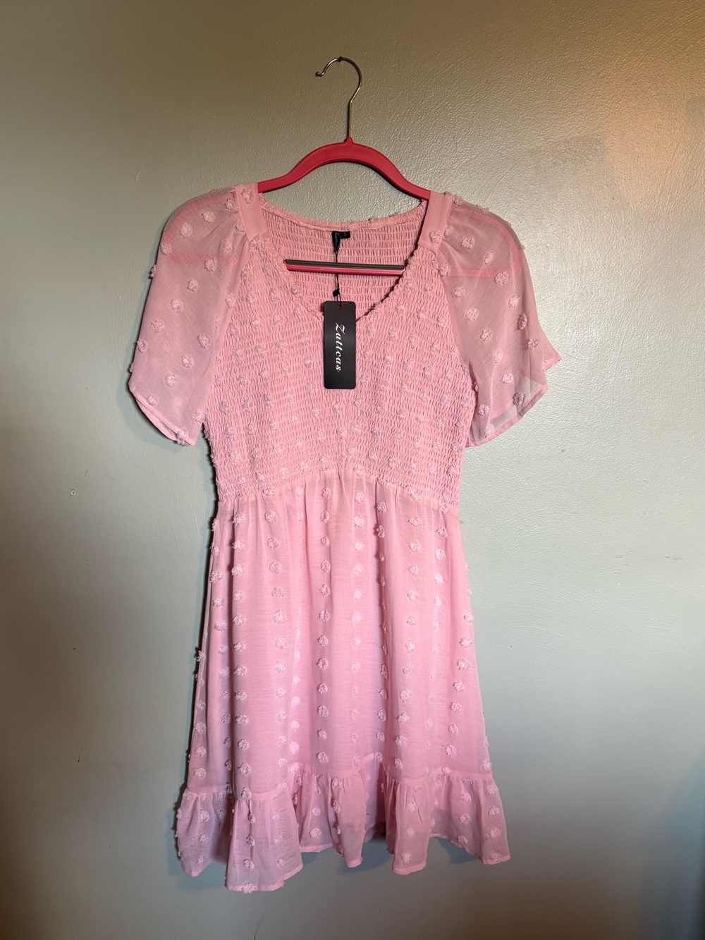 Pink Smocked Mini Dress